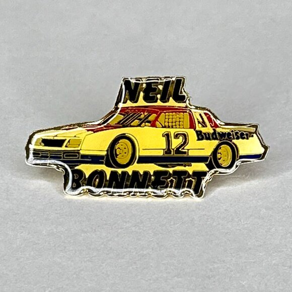 VTG Neil Bonnett Red White Blue Budweiser #12 Hat/Jacket/Lapel Pin - Picture 1 of 7